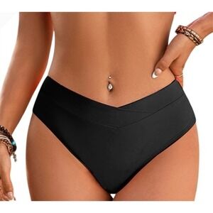 NEW Baleaf Black V Cut High Waisted Shirred Bikini Bottom Swimsuit 
Size 2X